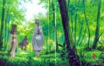  2girls air aratani_tomoe bamboo forest from_behind highres kannabi_no_mikoto multiple_girls nature ryuuya scan tree uraha 