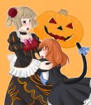  beatrice_(cosplay) blonde_hair blush cat_tail cosplay frederica_bernkastel frederica_bernkastel_(cosplay) jack-o-lantern pumpkin pumpkins red_hair redhead tail umineko_no_naku_koro_ni ushiromiya_maria ushiromiya_rosa 