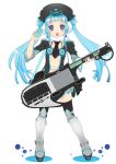  blue_hair blush guitar hat highres instrument keytar long_hair mikazukimo necktie pixiv pixiv-tan tablet thigh-highs thighhighs twintails 