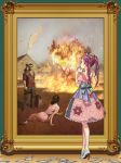  christina&#039;s_world far_cry far_cry_2 fine_art_parody fire flare_gun gas_can grass gun high_heels highres house letter nababa painting parody ribbon ribbons shoes twintails weapon 