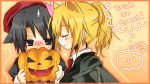  beret black_hair blonde_hair blush cat_ears halloween hat heart kanon_(character) kanon_(umineko) pumpkin pumpkins umineko_no_naku_koro_ni ushiromiya_jessica 