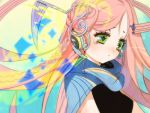  green_eyes headphones kaisen long_hair original pink_hair scarf 
