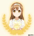  blush brown_eyes brown_hair dress happy_birthday kunikida_hanamaru long_hair love_live!_sunshine!! smile 