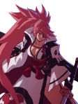  1girl amputee baiken breasts cleavage eyepatch facial_tattoo guilty_gear guilty_gear_xrd guilty_gear_xrd_r2 highres liyart looking_at_viewer pink_hair solo sword tattoo weapon 