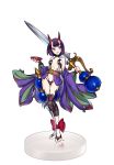  1girl ankle_bow ankle_ribbon bow breasts commentary cup fate/grand_order fate_(series) full_body gourd hair_ornament highres horns japanese_clothes kimono navel obi oni oni_horns open_mouth purple_hair ribbon sakazuki sash short_eyebrows short_hair shuten_douji_(fate/grand_order) simple_background small_breasts smile solo sword typo_(requiemdusk) violet_eyes weapon white_background 