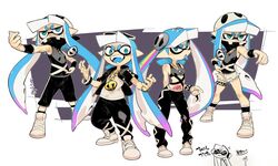  &gt;:d &gt;:p &gt;o&lt; 4girls :d :p alternate_costume artist_request cosplay full_body guzma_(pokemon) guzma_(pokemon)_(cosplay) inkling multiple_girls open_mouth plumeri_(pokemon) plumeri_(pokemon)_(cosplay) pokemon pokemon_(game) pokemon_sm pose simple_background smile splatoon standing team_skull team_skull_(cosplay) team_skull_grunt team_skull_grunt_(cosplay) tongue tongue_out white_background 