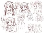  1girl blush bow commentary_request crossed_arms hair_bow idolmaster idolmaster_cinderella_girls long_hair looking_at_viewer monochrome open_mouth poses sketch smile solo tachibana_arisu teiryoku_lolita 