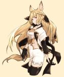  1girl animal_ears blonde_hair choker collarbone covered_navel detached_sleeves gloves granblue_fantasy red_eyes robo8 solo thigh-highs yuisis_(granblue_fantasy) 