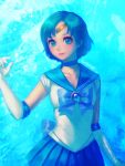  1girl bellhenge bishoujo_senshi_sailor_moon blue_eyes blue_hair elbow_gloves gloves looking_at_viewer magical_girl mizuno_ami sailor_collar sailor_mercury short_hair smile solo tiara upper_body white_gloves 