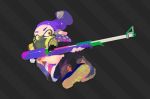  boots domino_mask gas_mask gun holding holding_weapon ink_tank_(splatoon) inkling male_focus mask nintendo official_art pointy_ears purple_hair solo splatoon splatoon_2 tentacle_hair weapon yellow_eyes 