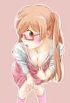  1girl blush breasts brown_eyes brown_hair cleavage glasses long_hair marutaya shiraishi_(tanakeda) solo tanaka-kun_wa_itsumo_kedaruge twintails 