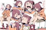  1girl akko_kagari blush chris_(mario) eating food little_witch_academia multiple_views saliva sandwich sexually_suggestive 