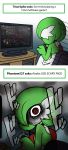  absurdres airalin_(mark_folks) choker comic dark_souls english gardevoir highres long_image mark_folks o_o open_mouth pokemon pokemon_(creature) red_eyes simple_background souls_(from_software) tall_image white_background 