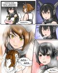  2girls ? admiral_paru bare_shoulders black_hair blush brown_eyes brown_hair comic dated english gasp gloves headgear kantai_collection long_hair multiple_girls mutsu_(kantai_collection) nagato_(kantai_collection) shaded_face short_hair smile squirrel tagme tears triangle_mouth twitter_username white_gloves yellow_eyes 