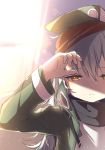  darnell g11_(girls_frontline) girls_frontline hat highres long_hair looking_at_viewer scarf silver_hair sunlight yellow_eyes 