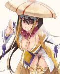  1girl bikini black_hair breasts brown_eyes cleavage fate/grand_order fate_(series) hat highres jewelry long_hair looking_at_viewer necklace smile solo swimsuit thigh-highs thomasz xuanzang_(fate/grand_order) 