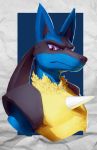  black_fur blue_fur canine furry highres lucario pokemon pokemon_(creature) red_eyes untethered_studios yellow_fur 