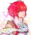  1girl fire_emblem fire_emblem_if hinoka_(fire_emblem_if) looking_at_viewer lumicakes red_eyes redhead short_hair signature simple_background solo solo_focus twitter_username 