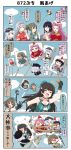  &gt;_&lt; 4koma 6+girls akigumo_(kantai_collection) anchor_symbol bangs bell beret blank_eyes blue_eyes blue_hair blue_sky blunt_bangs breasts brown_eyes chibi chicken_costume choker choukai_(kantai_collection) cleavage closed_eyes clouds comic commentary_request destroyer_hime entangled fire flat_cap flying glasses gloves green_eyes green_hair grey_eyes grin hair_bell hair_ornament hair_ribbon hairband hairclip hand_on_own_chest hat headgear hibiki_(kantai_collection) highres hiyou_(kantai_collection) horned_headwear index_finger_raised japanese_clothes jun&#039;you_(kantai_collection) kantai_collection kimono kite large_breasts long_hair long_sleeves maya_(kantai_collection) multiple_girls myoukou_(kantai_collection) myoukou_pose neckerchief o_o obi one_eye_closed open_mouth outstretched_arms pantyhose parted_bangs ponytail puchimasu! purple_hair ribbon rope sash school_uniform serafuku shirt short_hair shoukaku_(kantai_collection) side_ponytail sidelocks silver_hair sky sleeveless sleeveless_shirt smile spiky_hair spread_arms surprised sweatdrop tears translation_request twintails wide_sleeves yuureidoushi_(yuurei6214) zuikaku_(kantai_collection) 
