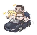  &gt;:d 2017 4boys :d animated animated_gif bare_shoulders black-framed_eyewear blonde_hair blue_hair blush brown_hair cantobear car closed_eyes dark_skin dark_skinned_male drooling final_fantasy final_fantasy_xv fingerless_gloves freckles gladiolus_amicitia glasses gloves ground_vehicle ignis_scientia male_focus mohawk motor_vehicle multiple_boys noctis_lucis_caelum open_mouth prompto_argentum regalia_(final_fantasy) saliva scar sleeping smile spoken_star star v vest wheels 