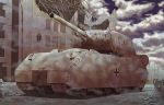  clouds earasensha ground_vehicle iron_cross military military_vehicle motor_vehicle no_humans original panzerkampfwagen_viii_maus road sky street tank tank_turret world_war_ii 