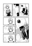  2girls animal_ears closed_eyes comic dress from_behind greyscale highres karakuzu_red looking_at_another monochrome mouse_ears mouse_tail multiple_girls nazrin seiza sitting smile tail toramaru_shou touhou translation_request 