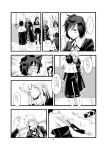  !? ... 3girls ^_^ anger_vein angry blush closed_eyes comic dress emphasis_lines greyscale highres hijiri_byakuren houjuu_nue karakuzu_red monochrome multiple_girls nazrin pushing smile spoken_ellipsis surprised touhou translation_request 