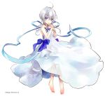  1girl absurdres ahoge anatamouta blue_eyes collarbone dress full_body highres long_hair original short_hair_with_long_locks silver_hair simple_background solo white_background white_dress 