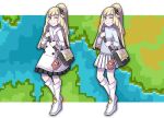  alternate_costume bag blonde_hair blush_stickers boots diary full_body green_eyes lillie_(pokemon) multiple_views older one_eye_closed pokemon pokemon_sm ravenide skirt smile variations 