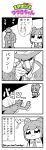  1boy 1girl 4koma :3 bkub comic cowboy_bebop fedora greyscale hat highres holster mask monochrome necktie original pointing pointing_at_viewer skirt translated trench_coat two-tone_background 