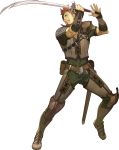  1boy absurdres beard belt boots eyepatch facial_hair fire_emblem fire_emblem_echoes fire_emblem_echoes:_mou_hitori_no_eiyuuou full_body hidari_(left_side) highres holding holding_sword holding_weapon male_focus official_art red_eyes redhead savor solo sword teeth transparent_background weapon 