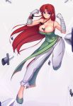  1girl blue_eyes blush breasts chinese_clothes cleavage hater_(hatater) highres hong_meiling knife large_breasts redhead solo touhou 