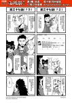  1girl 2boys ascot beard breasts cellphone chinese circlet comic detached_sleeves facial_hair genderswap genderswap_(mtf) greyscale highres journey_to_the_west monochrome multiple_boys otosama phone ponytail scarf smartphone sun_wukong twitter under_boob 