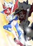  boots cape hat inazuma_kick little_witch_academia onnaski panties red_eyes redhead shiny_chariot skirt thigh-highs thigh_boots underwear white_panties witch witch_hat zoom_layer 
