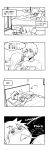  /\/\/\ 1boy 1girl 4koma bed blanket blush cellphone comic commentary_request cushion drooling explosion feelition highres kimi_no_na_wa long_hair messy_hair miyamizu_mitsuha monochrome phone shirt short_hair sleeping sleeping_on_person smartphone sweatdrop t-shirt tachibana_taki translation_request triangle_mouth zzz 