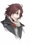  1boy ardyn_izunia duoyuanjun facial_hair final_fantasy final_fantasy_xv highres looking_at_viewer male_focus open_mouth profile red_eyes redhead simple_background sketch smile solo stubble white_background 