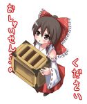  black_hair bow box darkside detached_sleeves donation_box hakurei_reimu japanese_clothes miko tears touhou translated translation_request 