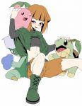  1girl boots cherubi endou_masatoshi gym_leader natane_(pokemon) pokemon pokemon_(creature) pokemon_(game) pokemon_dppt roserade turtwig 