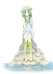  dress green_hair hrd rubber_boots smile water 
