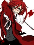  blood bow formal glasses green_eyes grell_sutcliff kuroshitsuji long_hair redhead smile 