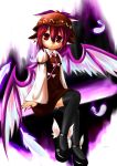  absurdres animal_ears feathers fingernails giwa hat highres long_fingernails long_nails mystia_lorelei nails red_eyes short_hair solo thigh-highs thighhighs touhou winged_shoes wings 