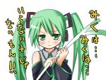  detached_sleeves green_eyes green_hair hatsune_miku long_hair spring_onion tears translated translation_request twintails vocaloid 