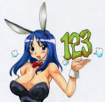  blue_eyes blue_hair breasts bunny_ears bunnysuit cleavage kikuta kurusugawa_ayaka large_breasts rabbit_ears to_heart 