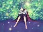  antenna barefoot cape feet fireflies green_eyes green_hair munya munya_(pixiv434886) nail_polish short_hair sitting solo toenail_polish touhou wriggle_nightbug 