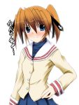  clannad cosplay long_hair mahou_shoujo_lyrical_nanoha mahou_shoujo_lyrical_nanoha_strikers nakahara_mai school_uniform seiyuu_connection seiyuu_joke solo teana_lanster twintails 