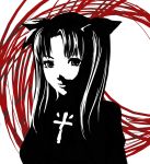  face fate/stay_night fate_(series) high_contrast monochrome ouendan_(artist) red spot_color tohsaka_rin toosaka_rin 