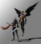  3d akumajo_dracula castlevania castlevania:_curse_of_darkness demon hector_(castlevania) innocent_devil male official_art sword white_hair wings 