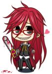  blood bow chainsaw chibi glasses grell_sutcliff heart kuroshitsuji long_hair redhead 