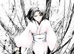  be black_hair japanese_clothes kara_no_kyoukai kimono monochrome ryougi_shiki short_hair solo sword weapon 