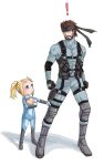  bandana beard blonde_hair blue_eyes brown_hair child doseisan facial_hair gloves headband kaisen_donburi metal_gear_solid metroid mother_(game) nintendo ponytail samus_aran solid_snake super_smash_bros. young zero_suit 